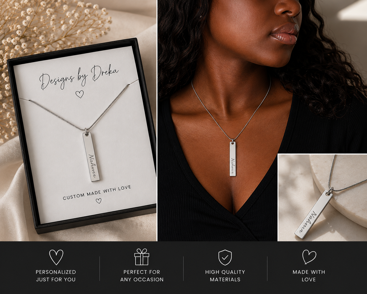 Personalized Engraved Bar Necklace