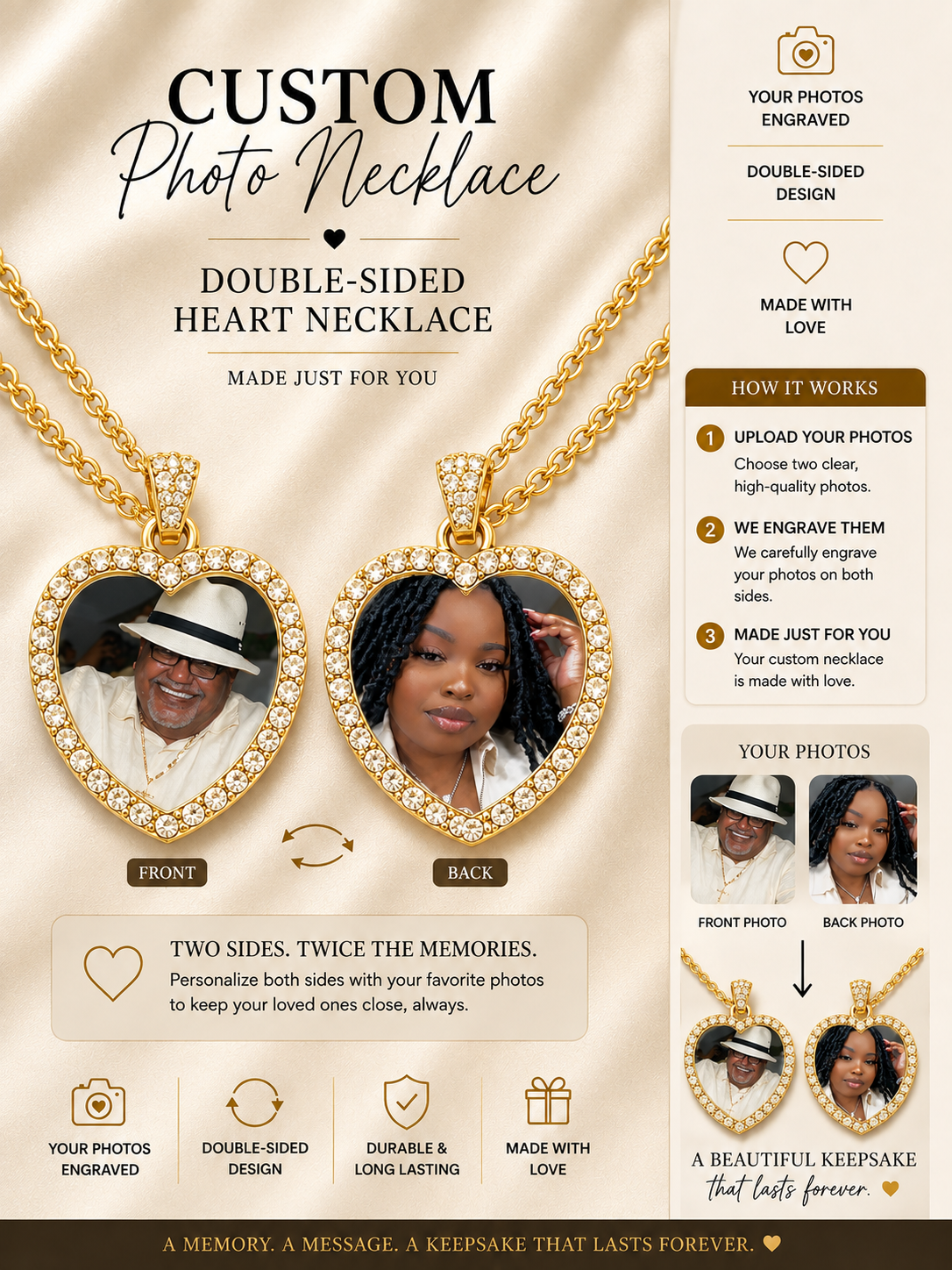Personalized Photo Heart Necklace