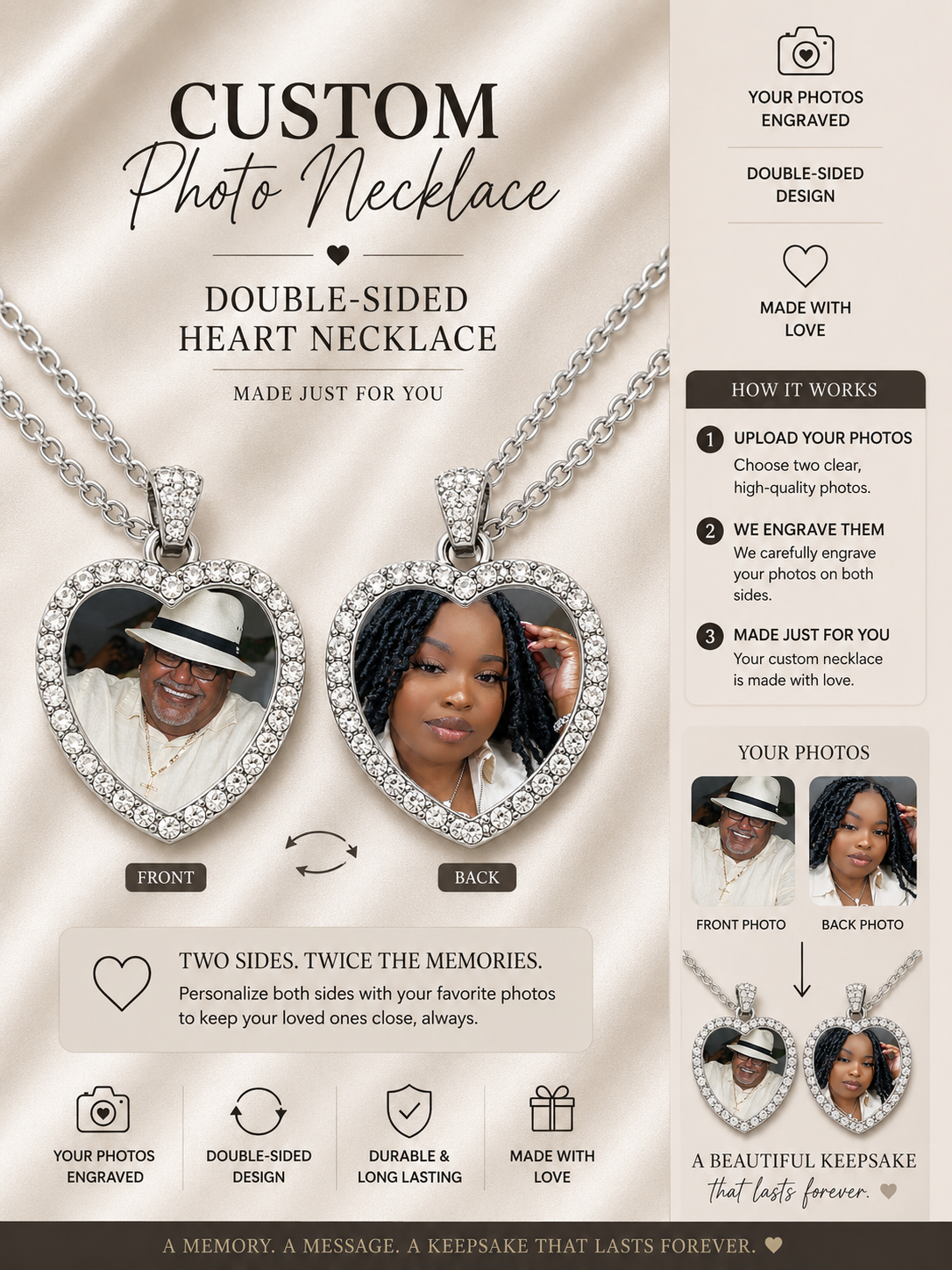 Personalized Photo Heart Necklace