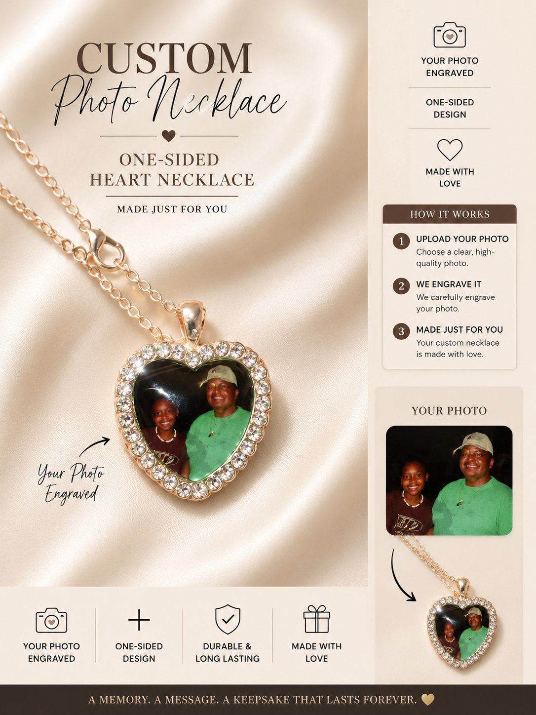Personalized Photo Heart Necklace