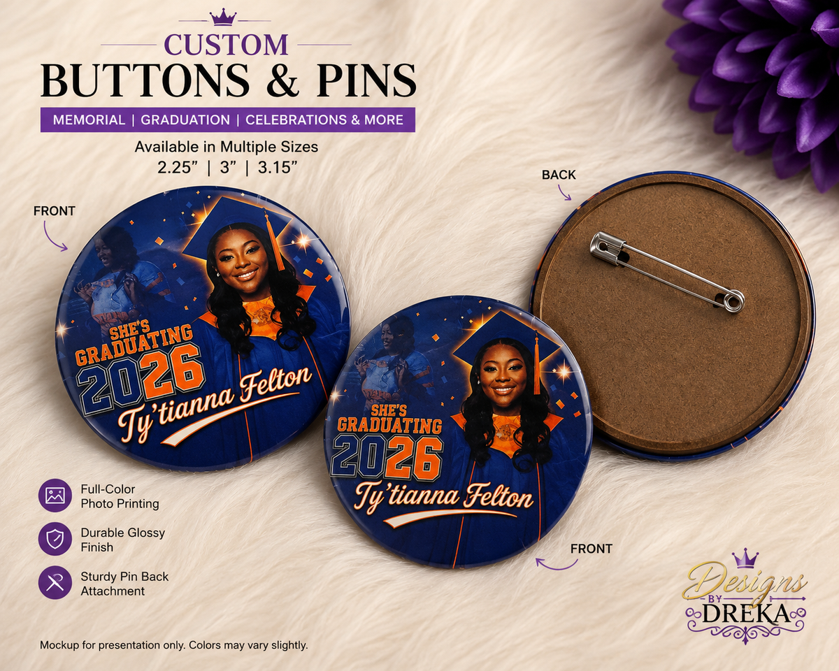 Custom Photo Buttons & Pins