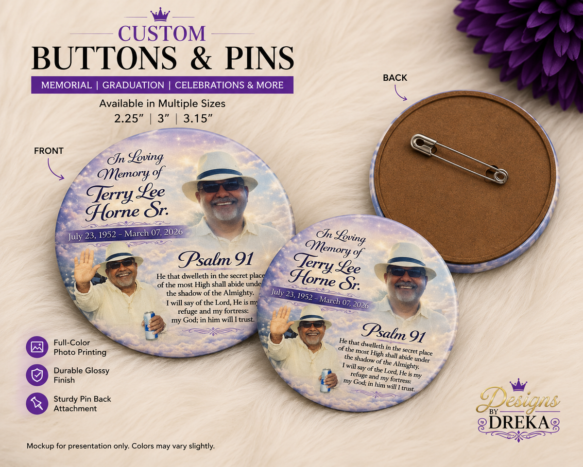 Custom Photo Buttons & Pins