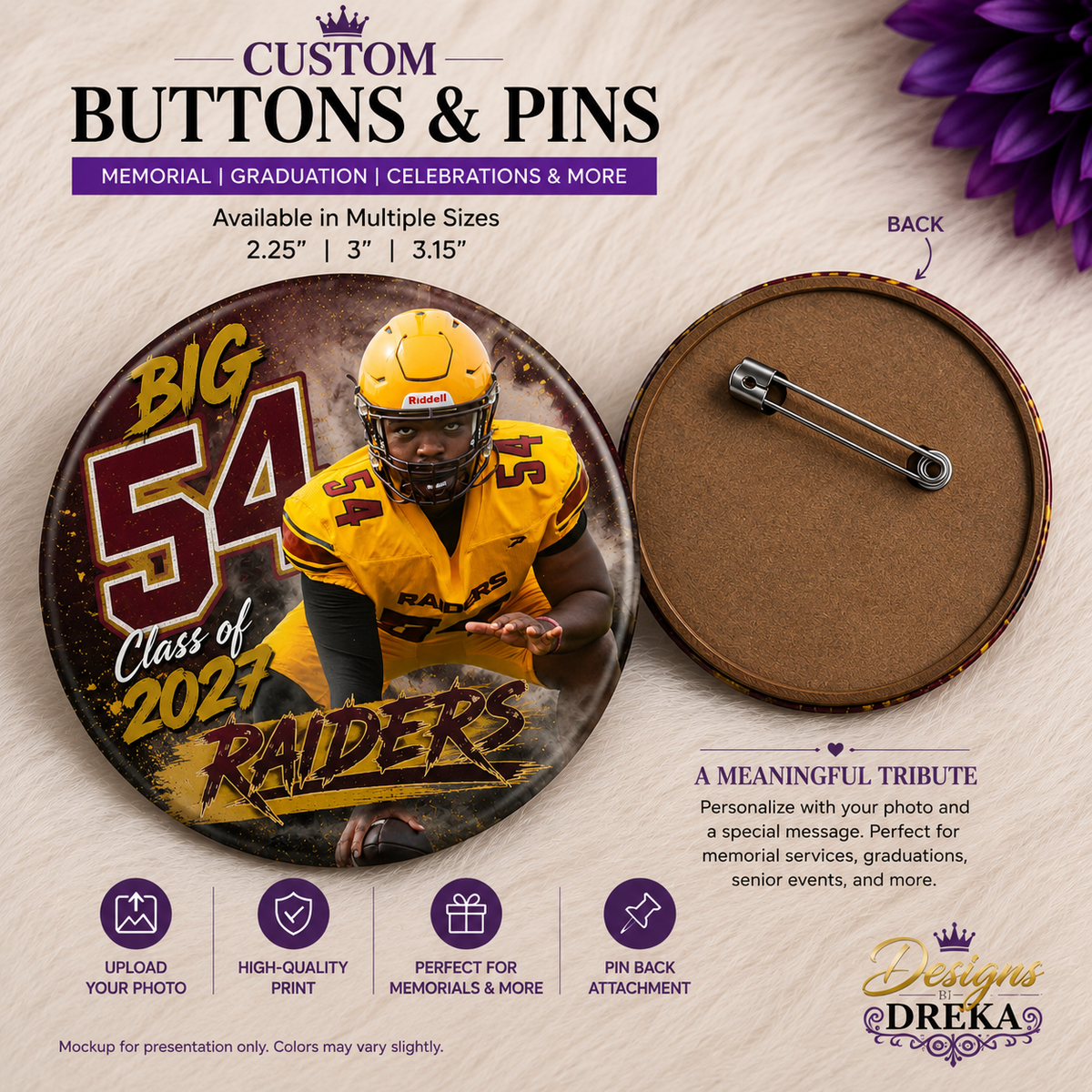 Custom Photo Buttons & Pins