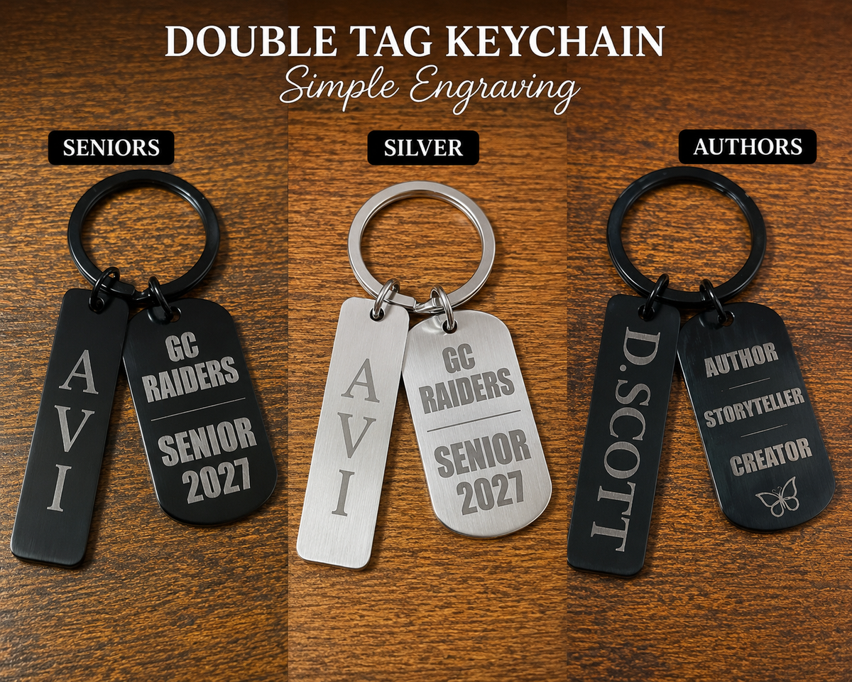 Double the Meaning Engraved Keychain