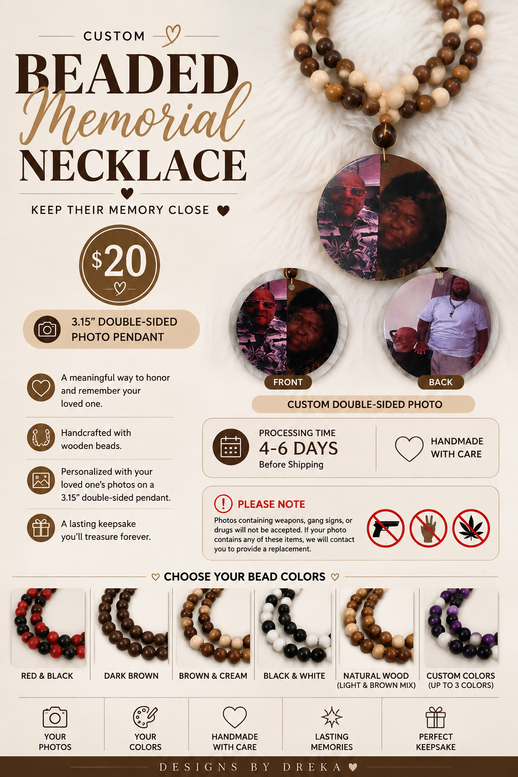 Custom Beaded Memorial Necklace