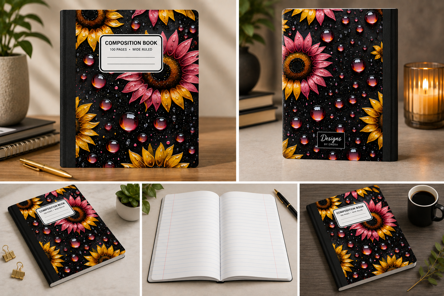 Midnight Sunflower Composition Notebook