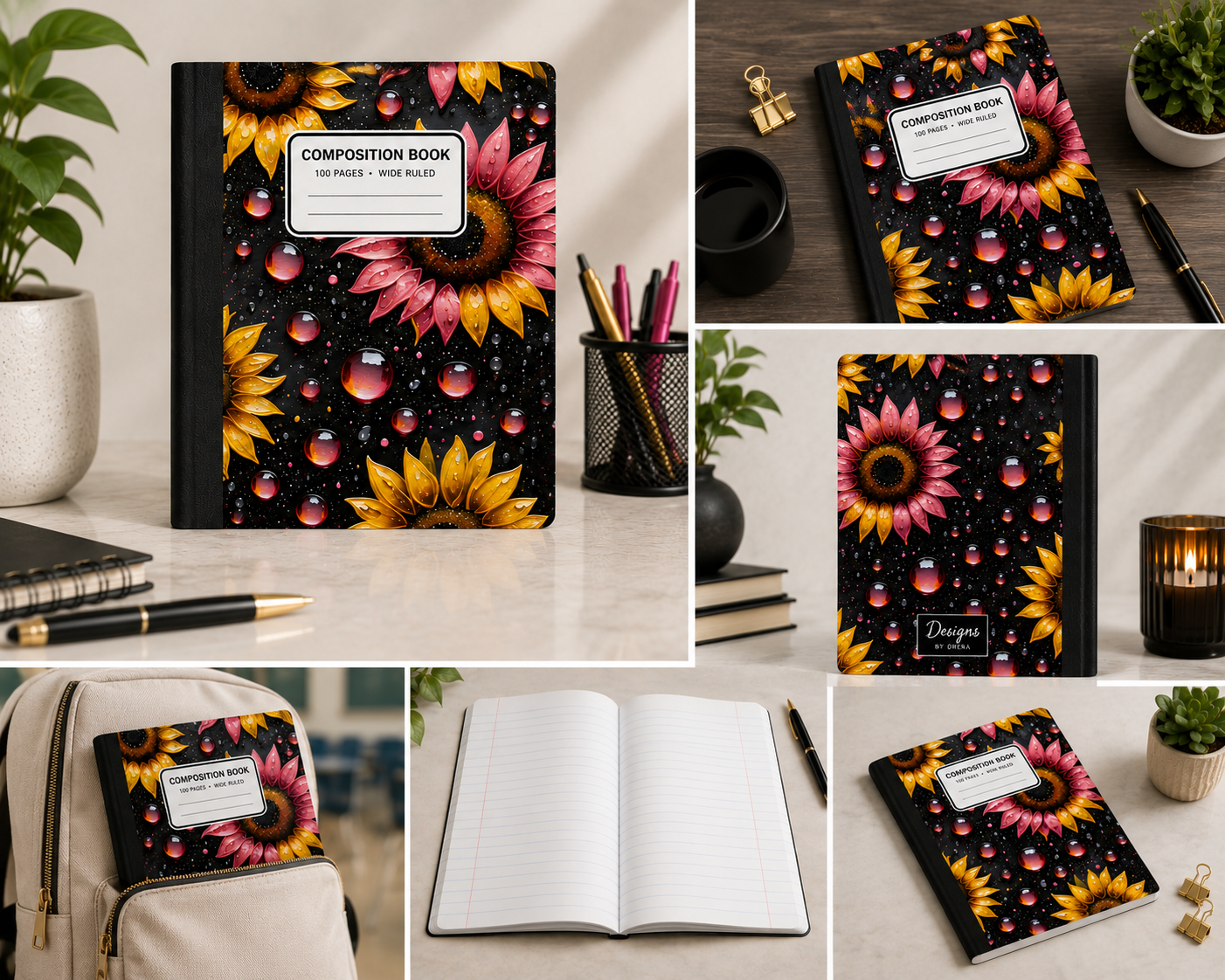 Midnight Sunflower Composition Notebook