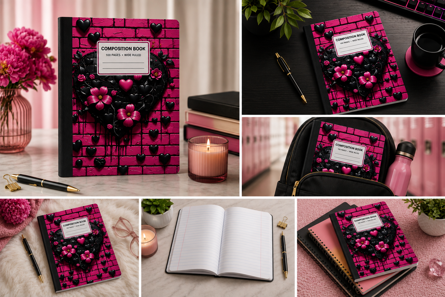 Midnight Heart Composition Notebook