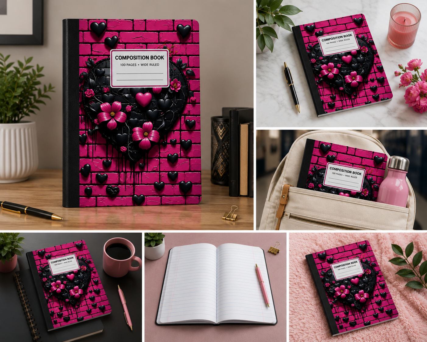 Midnight Heart Composition Notebook