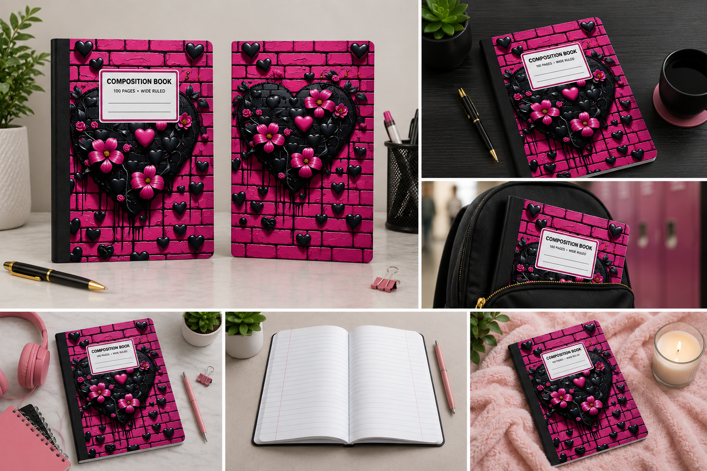 Midnight Heart Composition Notebook