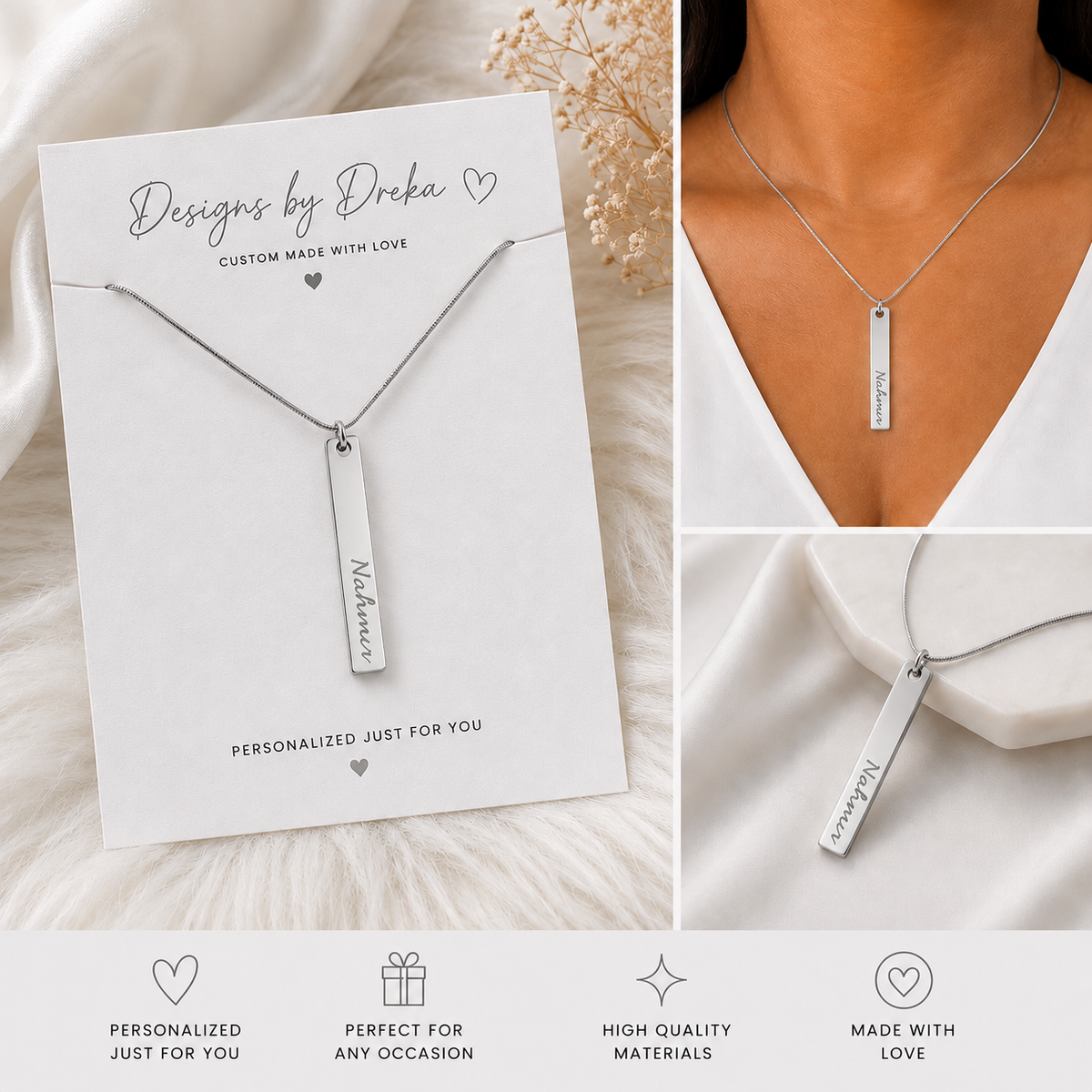 Personalized Engraved Bar Necklace