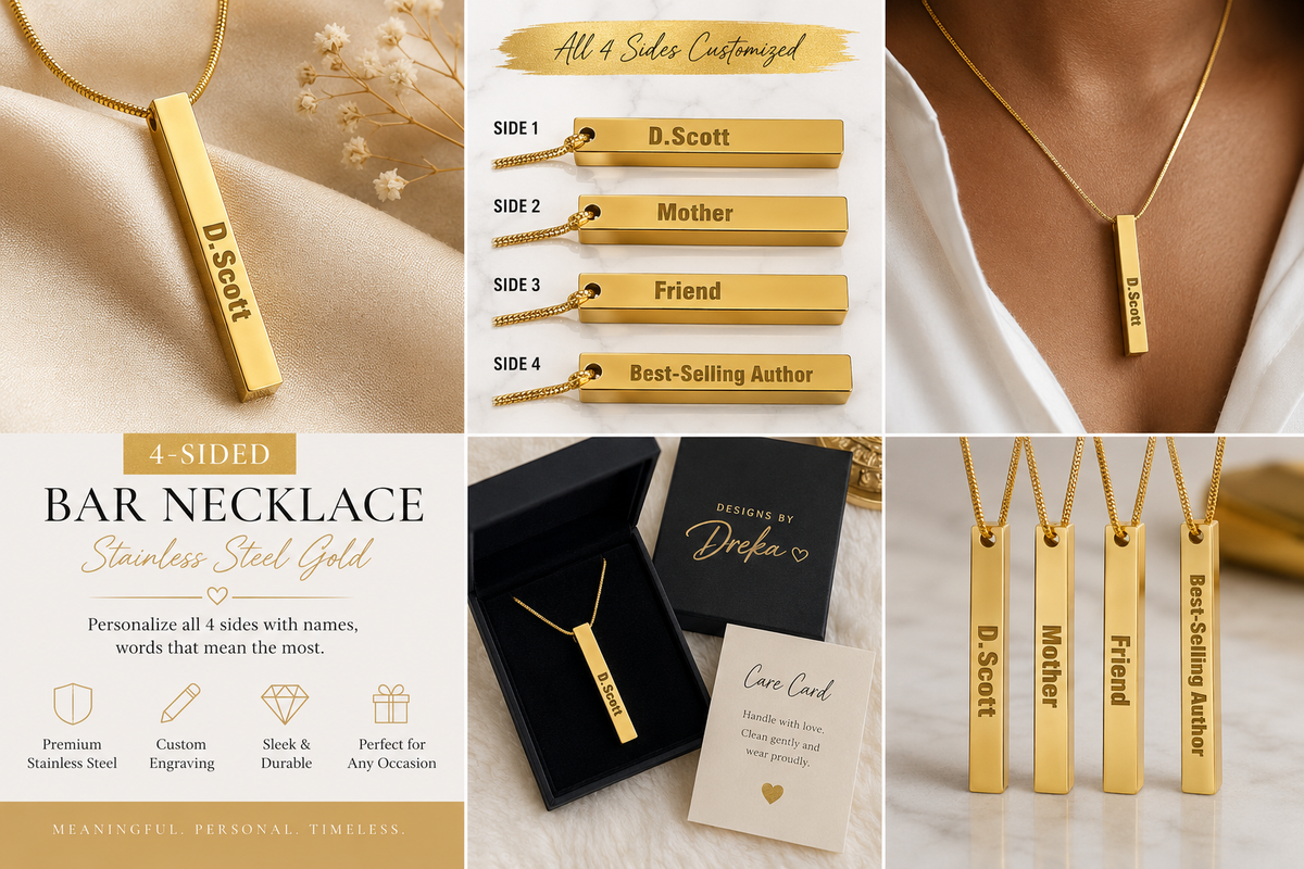 Personalized Engraved Bar Necklace
