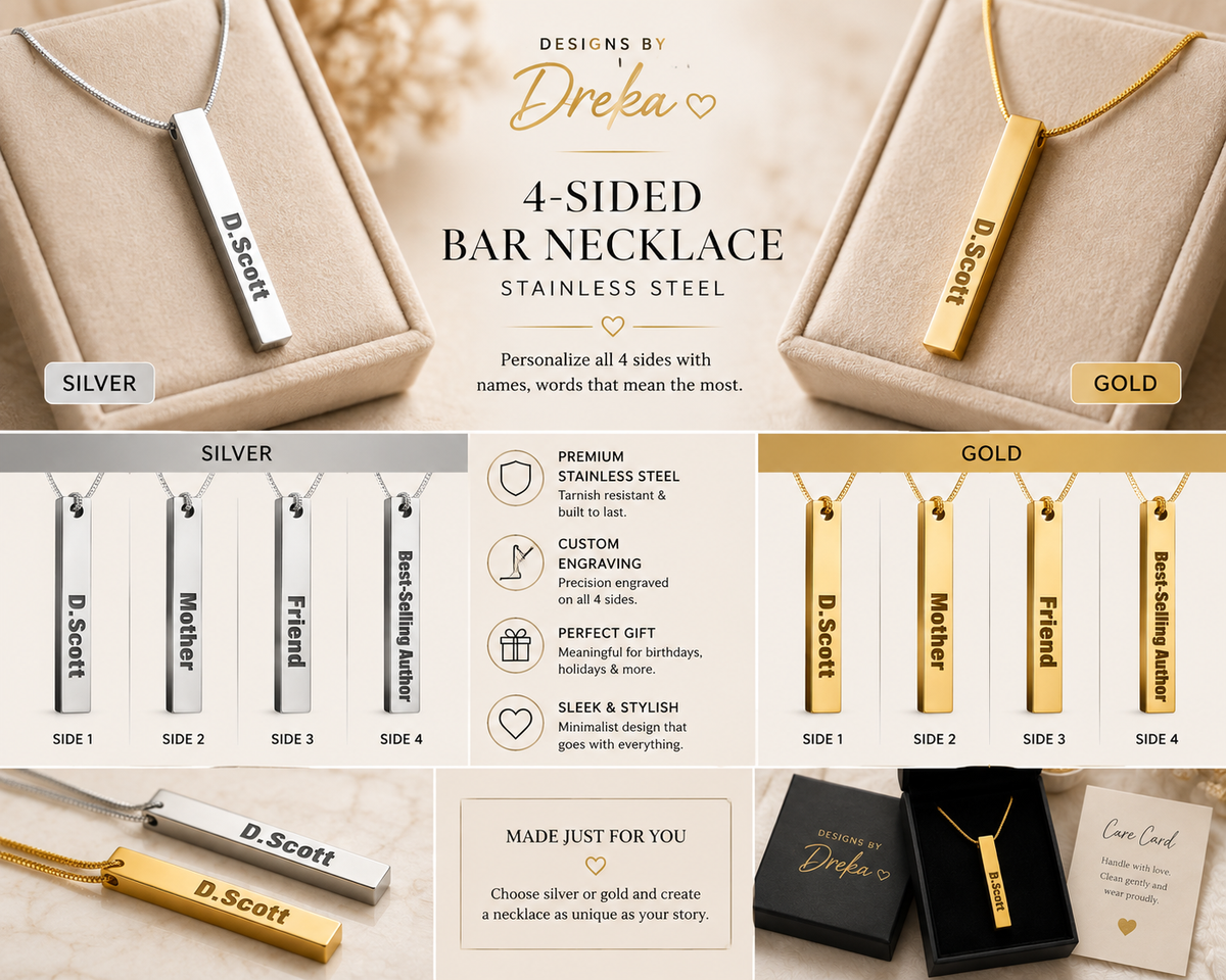 Personalized Engraved Bar Necklace