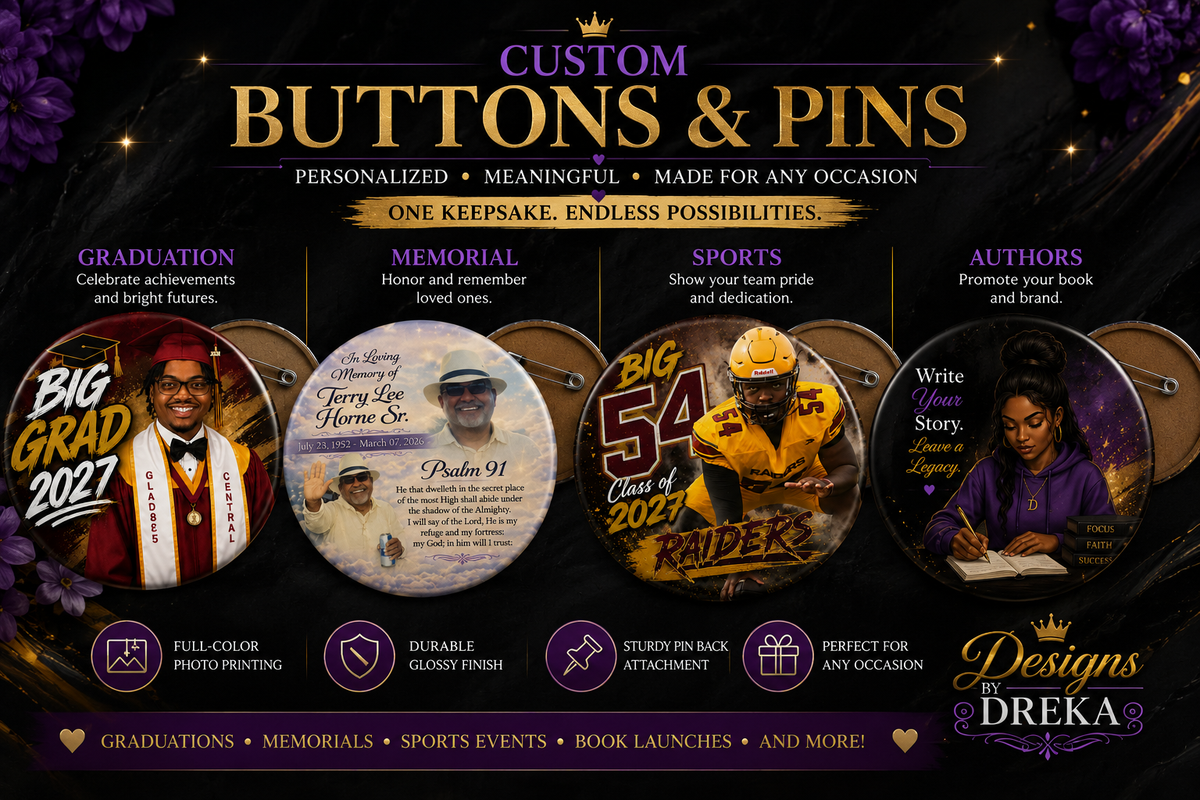 Custom Photo Buttons & Pins