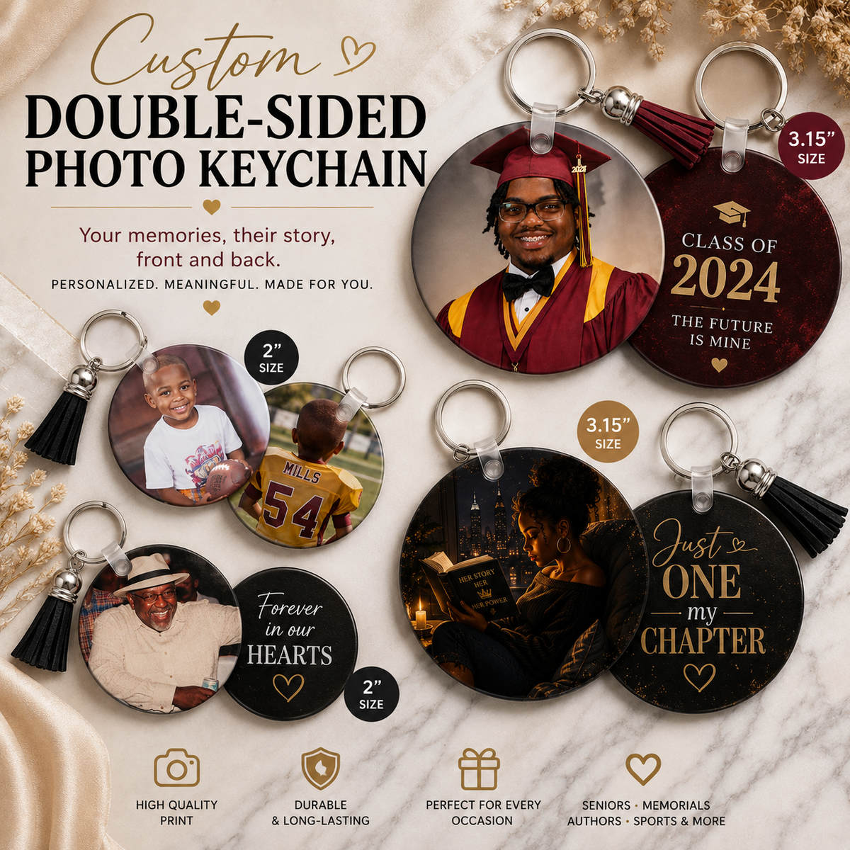 Custom Double-Sided Photo Keychain