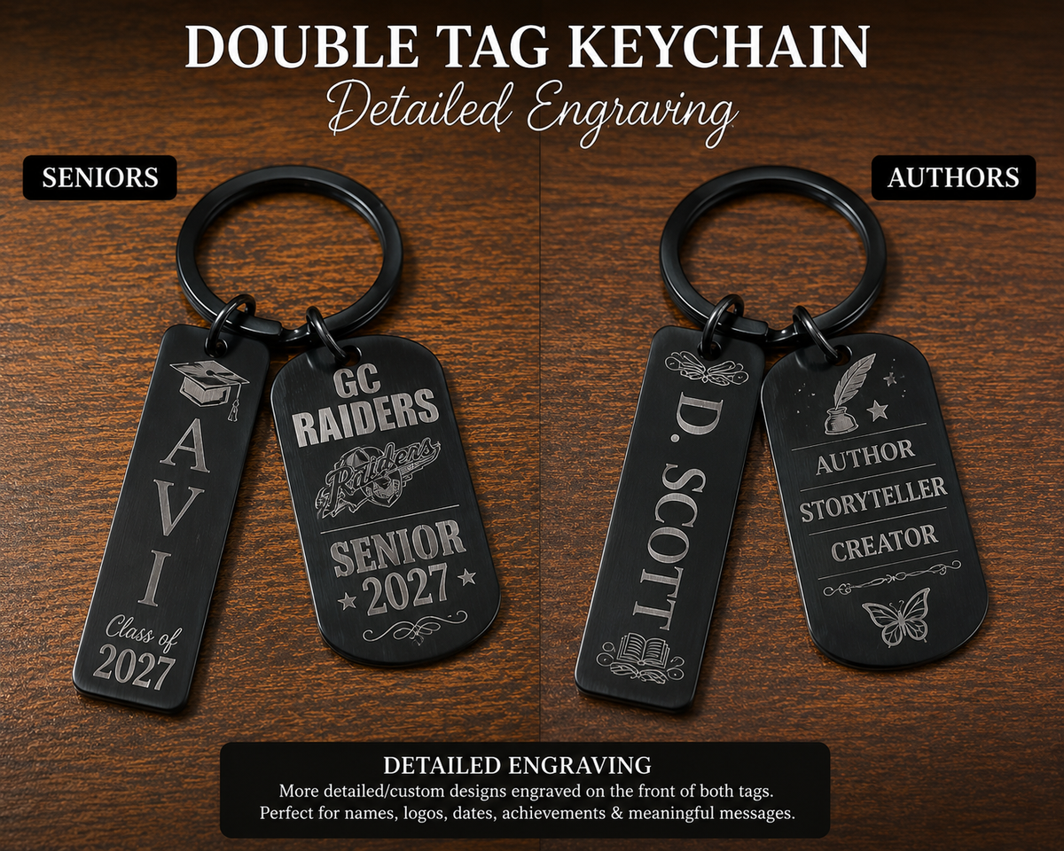 Double the Meaning Engraved Keychain