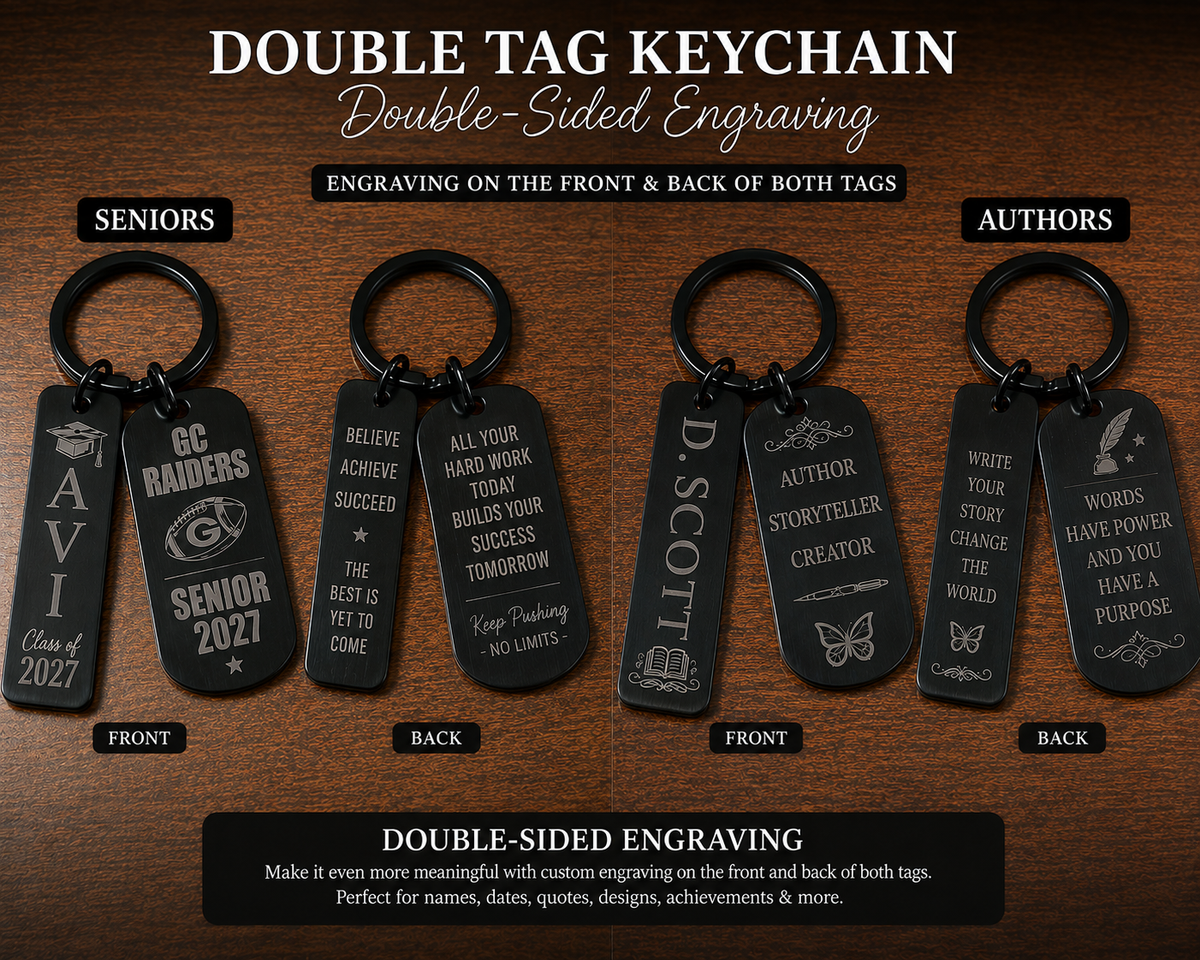 Double the Meaning Engraved Keychain